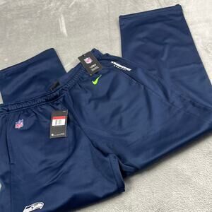 NEW Nike L Seahawks Dri Fit‎ NFL Blue Straight Leg Relaxed Sweatpants Pockets